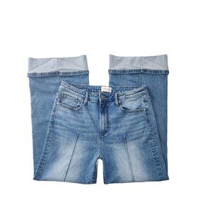 Driftwood High-Rise Vintage Pintucked Wide-Leg Cuffed Ankle Jeans